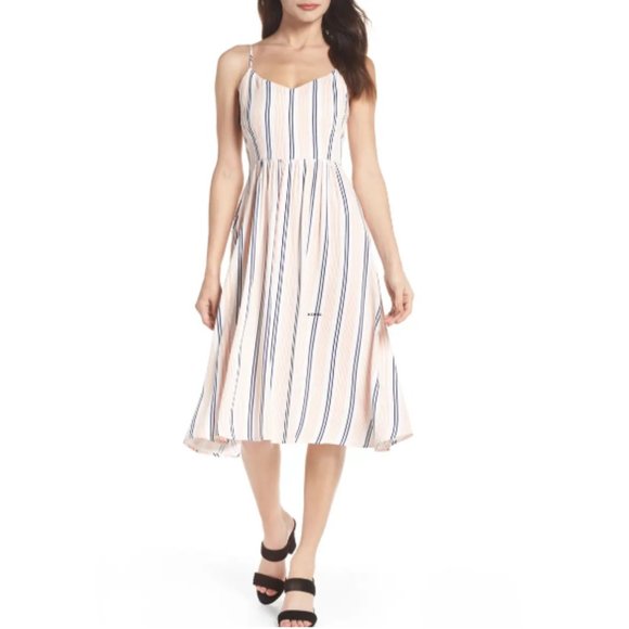BB Dakota Dresses & Skirts - BB Dakota Lilla Salmon Striped Midi Dress